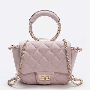 Top Handle Quilted Iconic Shoulder Bag - Pink